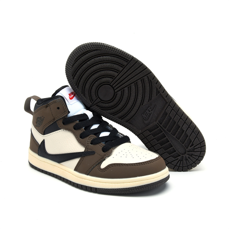 Youth Running Weapon Air Jordan 1 Brown/White Shoes 0189